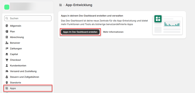 Apps im Dashboard erstellen