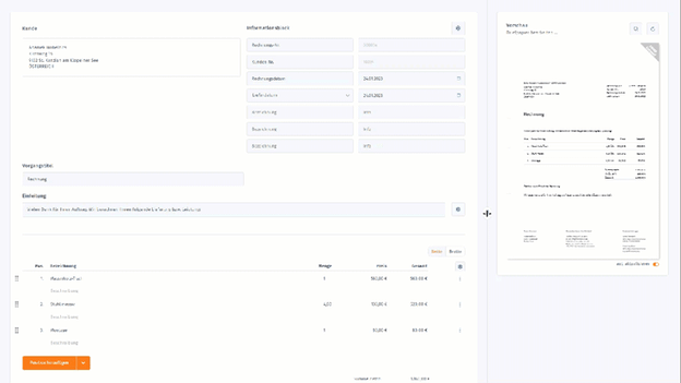 Vorschau deines Vorgangs