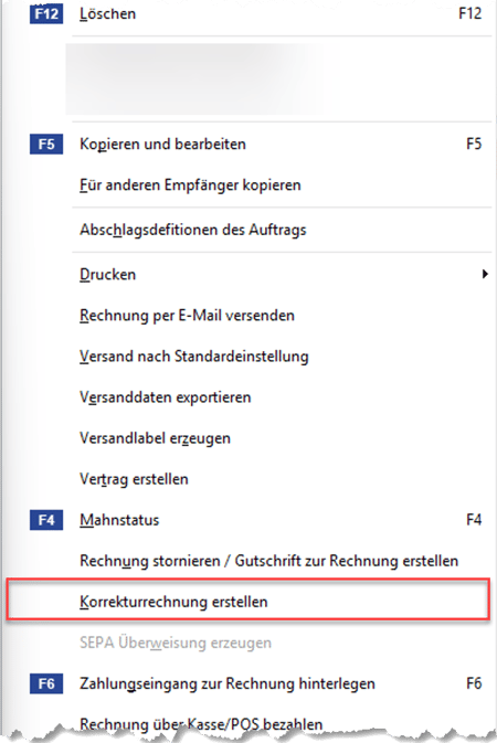 Korrekturrechnung erstellen