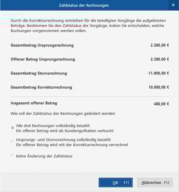 Zahlstatus der Rechnungen