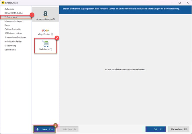 Neuen Webshop anlegen
