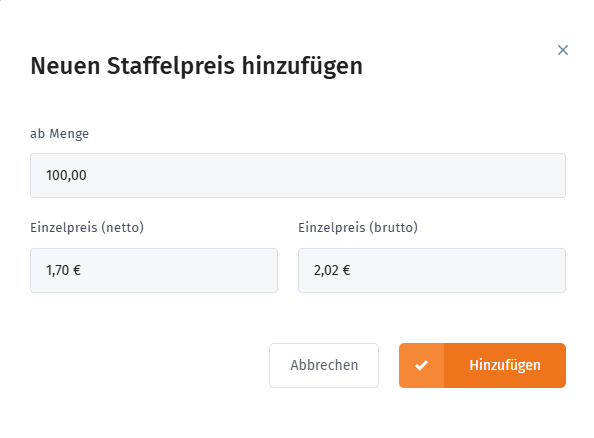 Neuen Staffelpreis hinzufügen