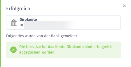 Umsätze wurden erfolgreich abgeglichen