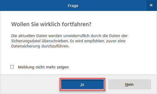 Dialog "Wollen Sie wirklich fortfahren?"