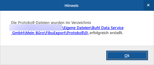 Hinweis Verzeichnis für Protokoll-Dateien