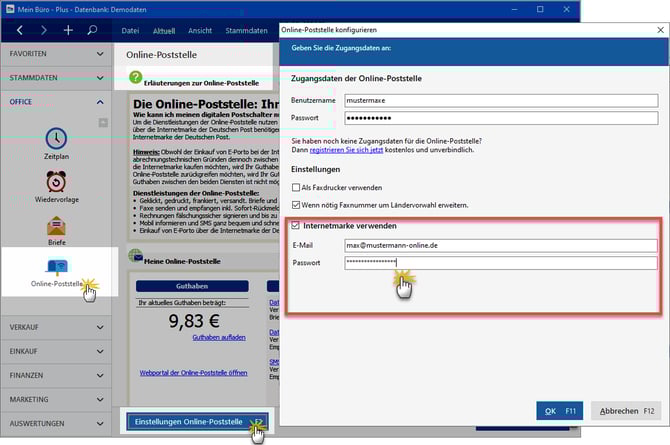 Online-Poststelle-konfigurieren
