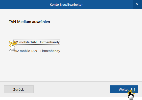 TAN Medium auswählen