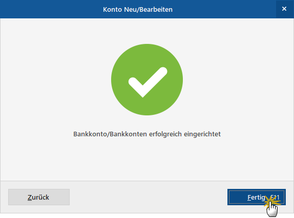 Bankkonto erfolgreich eingerichtet