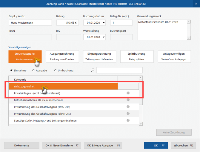 Privateinlage verbuchen